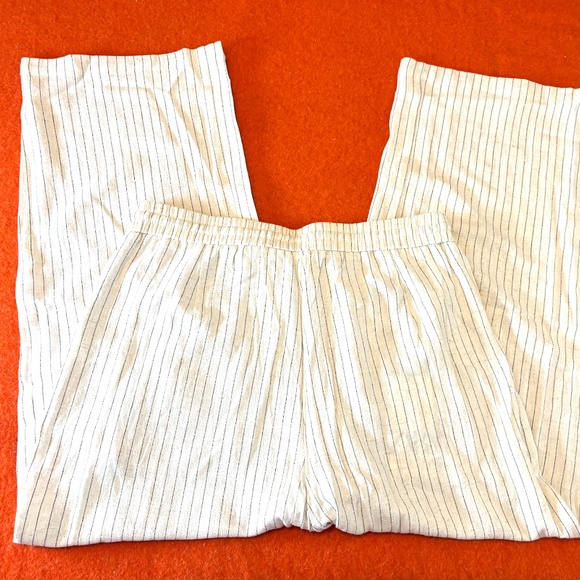 Zara light cream striped linen blend high elastic waist pants NWT - Picture 10 of 10